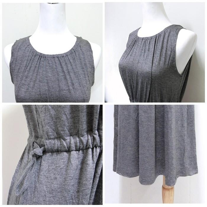 【台灣現貨】莫代爾抽繩綁帶顯瘦收腰無袖連身裙 背心大擺長裙洋裝 孕婦也適合 /許願花園-細節圖8