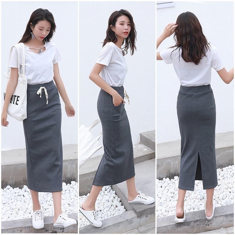 【台灣現貨】韓版半身顯瘦開叉包臀長裙 半身裙包臀裙 裙子 窄裙 /許願花園-細節圖3