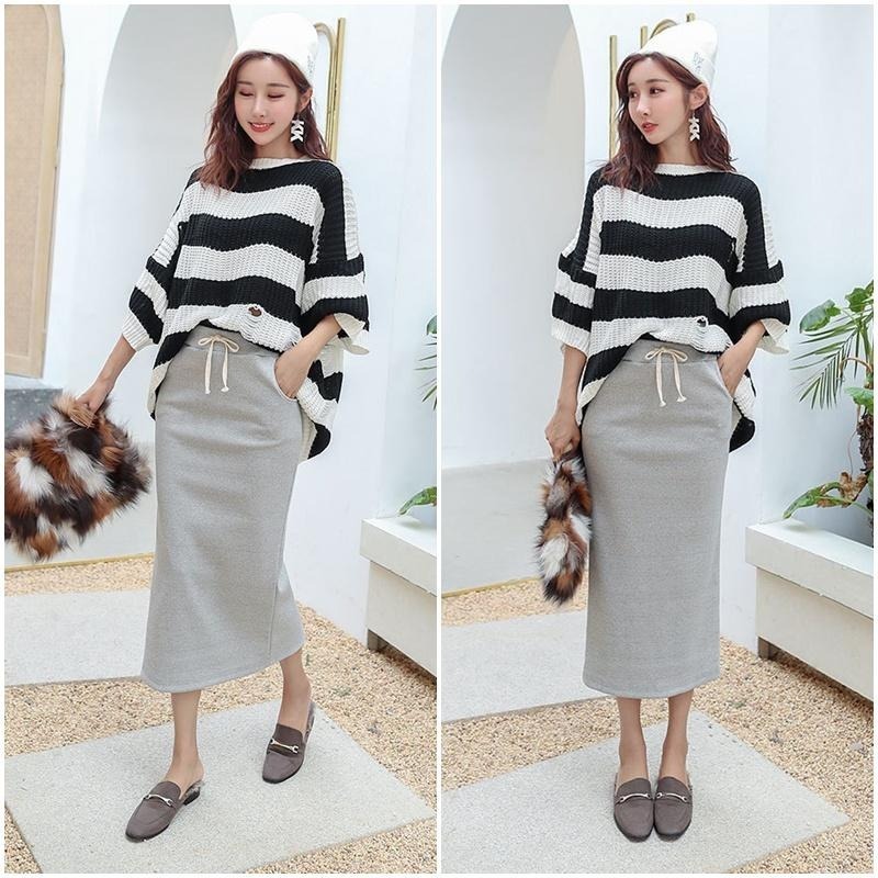 【台灣現貨】韓版半身顯瘦開叉包臀長裙 半身裙包臀裙 裙子 窄裙 /許願花園-細節圖5