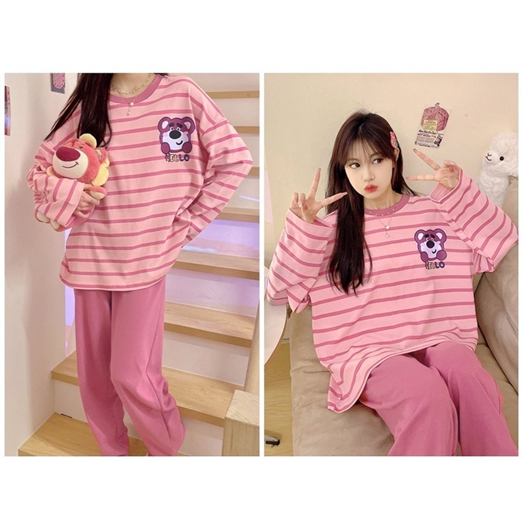 【許願花園】上衣+褲子🩷兩件式長袖薄款寬鬆可愛甜美睡衣套裝 居家服-細節圖3