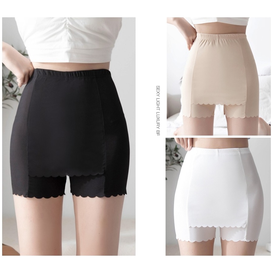 【許願花園】冰絲加襠防走光安全褲 無痕內搭褲 打底褲-細節圖11