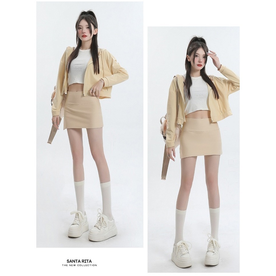 【許願花園】包臀開叉防走光褲裙 A字短裙 迷你裙 運動瑜伽褲-細節圖8