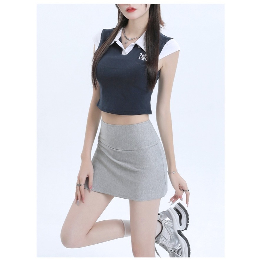 【許願花園】包臀開叉防走光褲裙 A字短裙 迷你裙 運動瑜伽褲-細節圖5