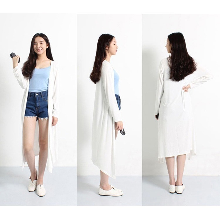 【許願花園】莫代爾無扣防曬薄外套 長版開衫 旅遊沙灘罩衫-細節圖4