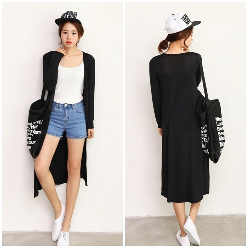 【許願花園】莫代爾無扣防曬薄外套 長版開衫 旅遊沙灘罩衫-細節圖2