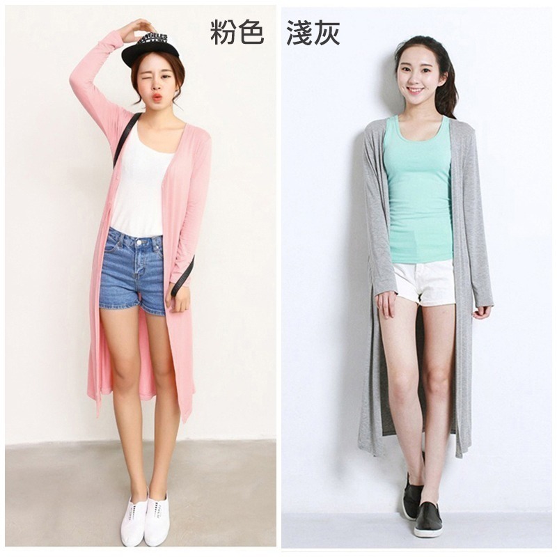 【許願花園】莫代爾無扣防曬薄外套 長版開衫 旅遊沙灘罩衫-細節圖3