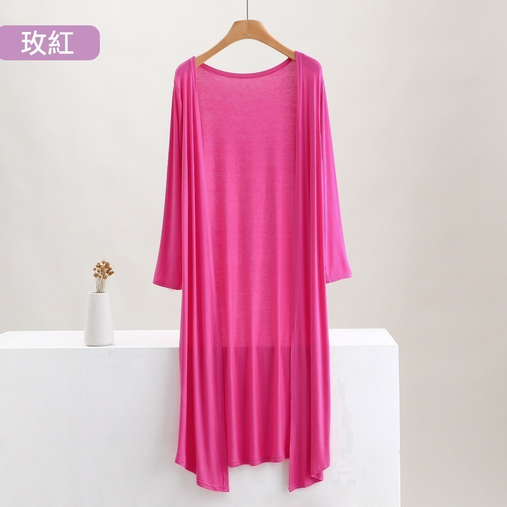 【許願花園】莫代爾無扣防曬薄外套 長版開衫 旅遊沙灘罩衫-規格圖11