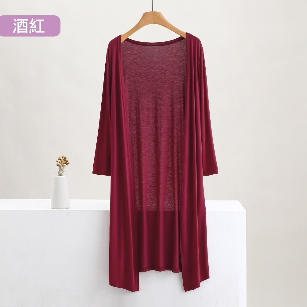 【許願花園】莫代爾無扣防曬薄外套 長版開衫 旅遊沙灘罩衫-規格圖11