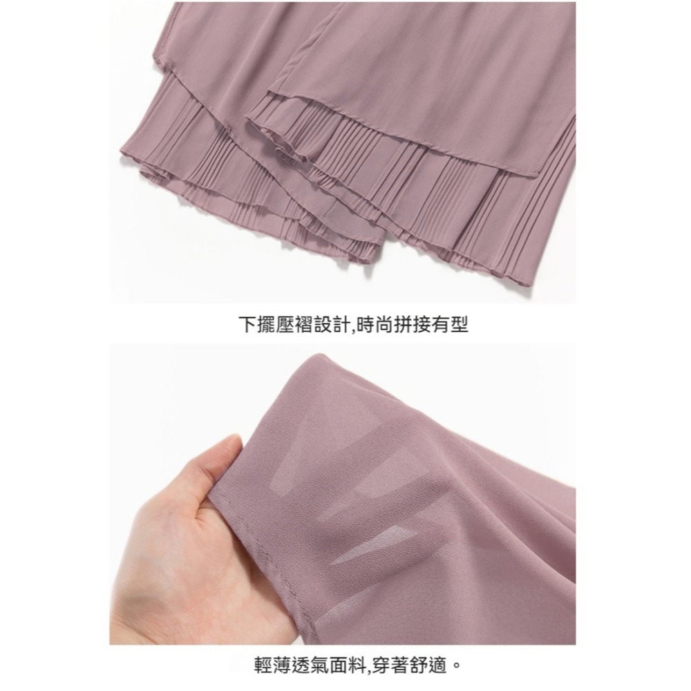 【許願花園】寬鬆百褶雪紡褲裙 鬆緊腰闊腿褲 寬褲 長褲-細節圖10