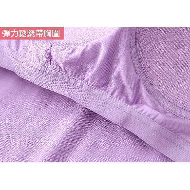 【許願花園】免穿內衣💖短袖Bra連身裙 莫代爾無鋼圈睡裙 睡衣/居家服/長裙/打底裙帶胸墊-細節圖7