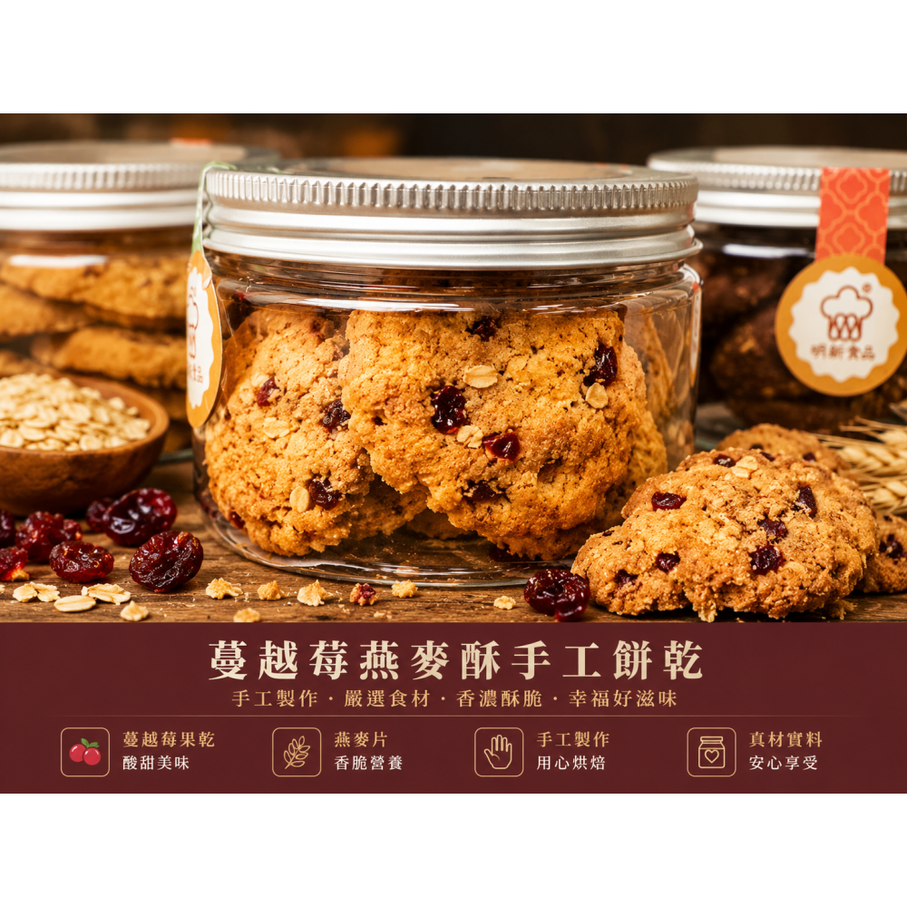 蔓越莓燕麥酥手工餅乾(80g*2罐)-明新食品-過年送禮年節美食團圓吃美食-細節圖3