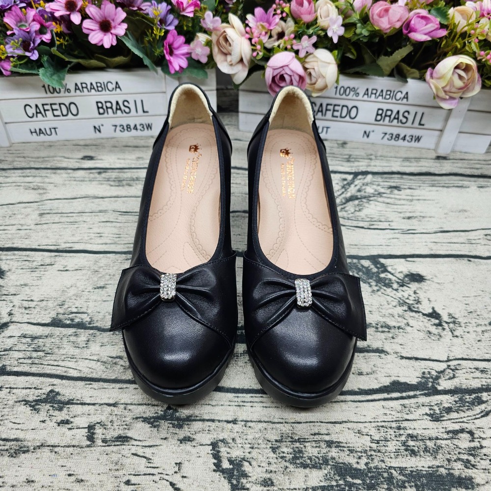 台灣製 真皮氣墊鞋 魔鬼氈黏帶 厚底鞋 上班包鞋 厚底娃娃鞋 輕量款-細節圖2