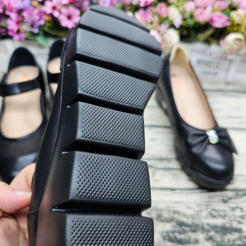 台灣製 真皮氣墊鞋 魔鬼氈黏帶 厚底鞋 上班包鞋 厚底娃娃鞋 輕量款-細節圖6