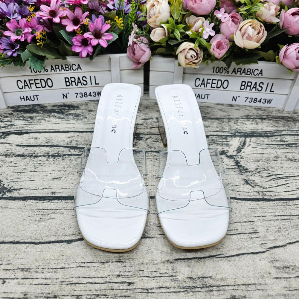 好穿不磨腳🔝MIT製 透明拖鞋 韓版方頭拖鞋 透明鞋跟 H拖鞋 軟墊 粗跟拖鞋-細節圖2