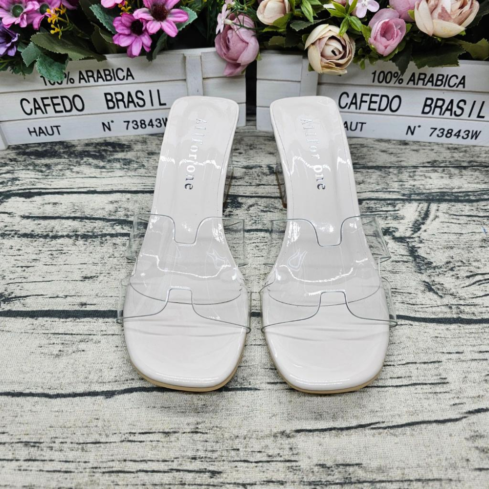 好穿不磨腳🔝MIT製 透明拖鞋 韓版方頭拖鞋 透明鞋跟 H拖鞋 軟墊 粗跟拖鞋-細節圖3