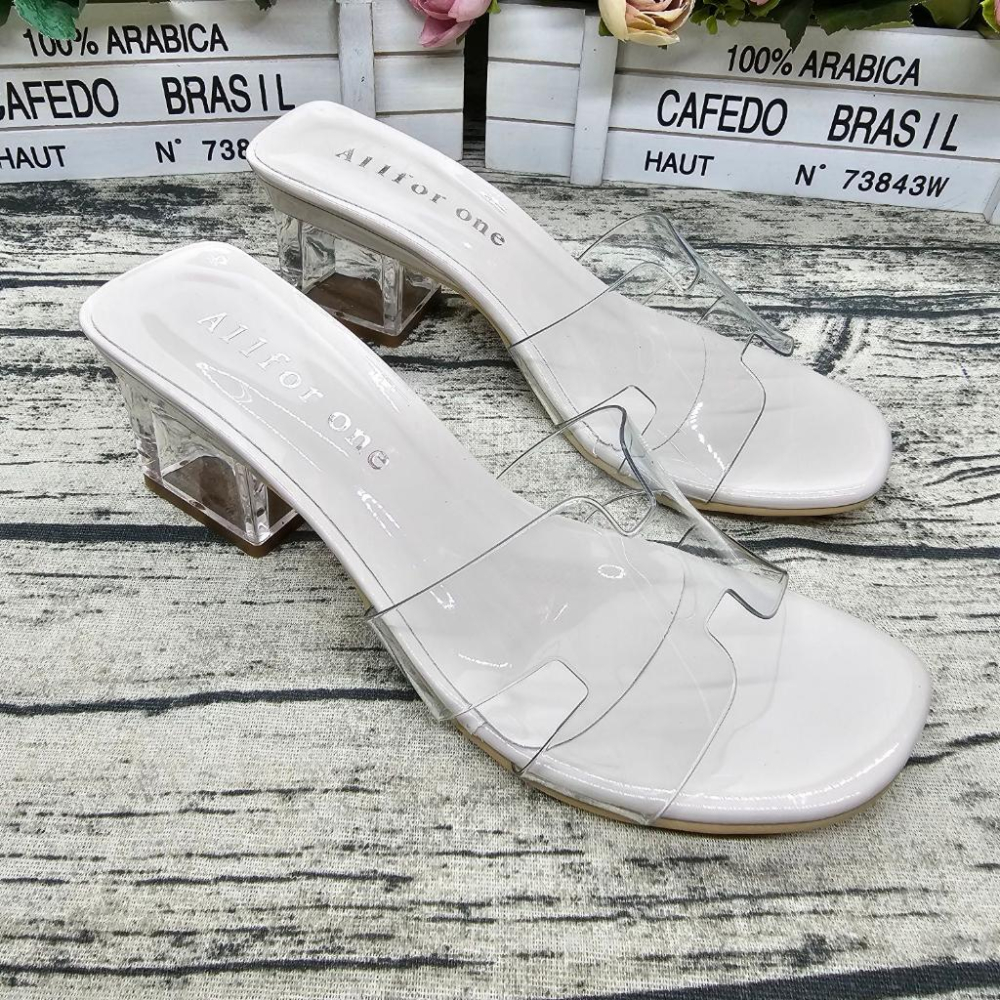 好穿不磨腳🔝MIT製 透明拖鞋 韓版方頭拖鞋 透明鞋跟 H拖鞋 軟墊 粗跟拖鞋-細節圖4