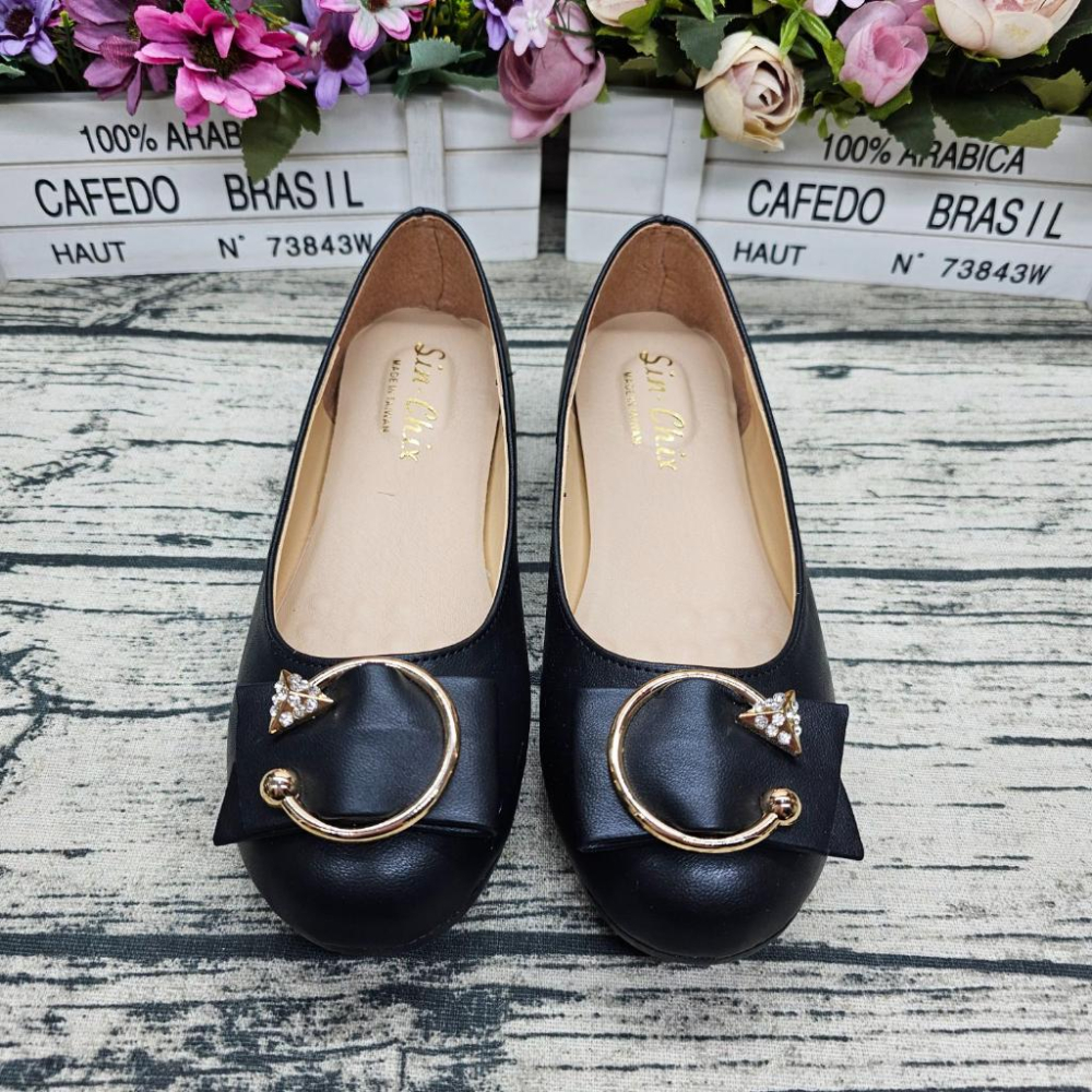 好穿不磨腳🔝MIT製 圓頭娃娃鞋 C字金屬釦 氣墊感 止滑久站 平底鞋 上班鞋 娃娃鞋 懶人鞋-細節圖2