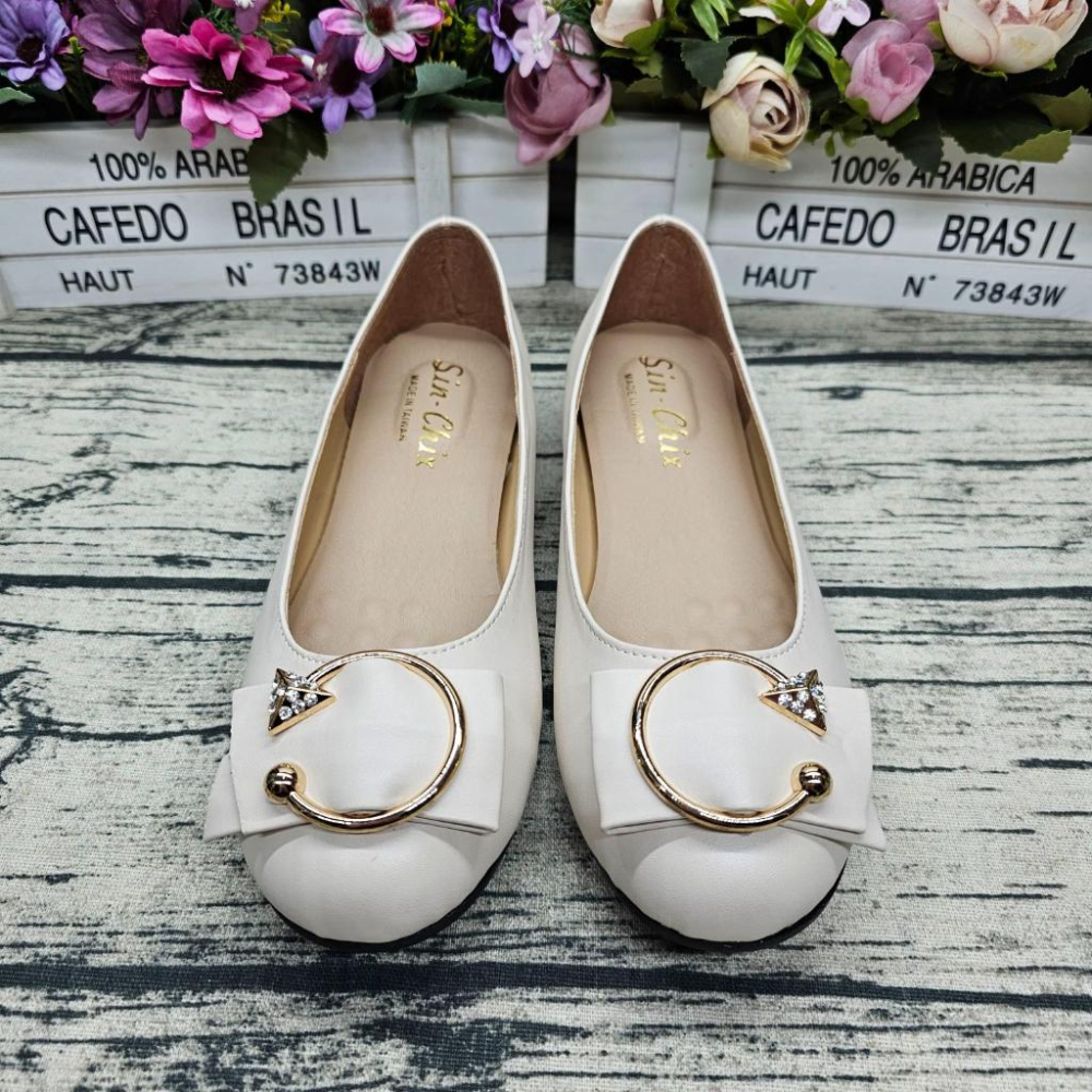 好穿不磨腳🔝MIT製 圓頭娃娃鞋 C字金屬釦 氣墊感 止滑久站 平底鞋 上班鞋 娃娃鞋 懶人鞋-細節圖5