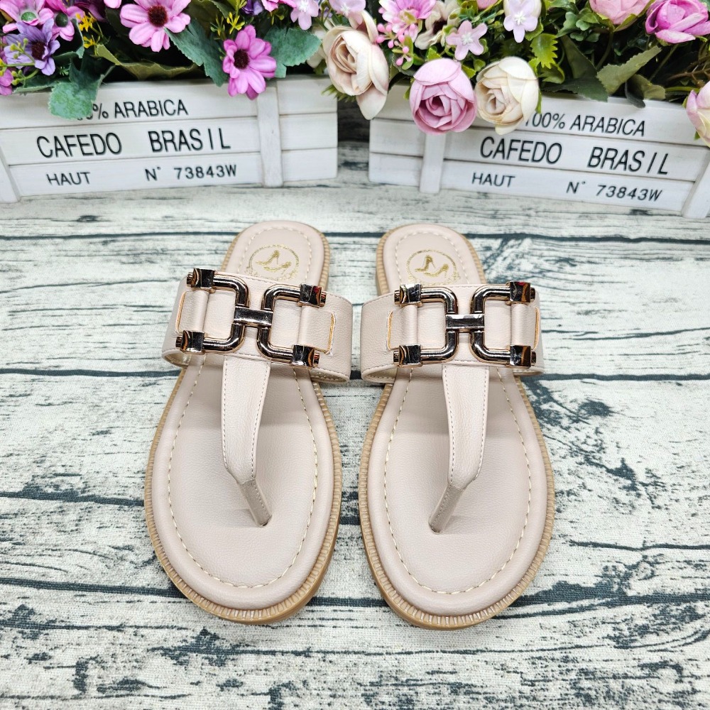 好穿不磨腳🔝MIT製 T字夾腳拖鞋 平底拖鞋 金屬釦飾 軟墊 止滑 女涼鞋-細節圖4