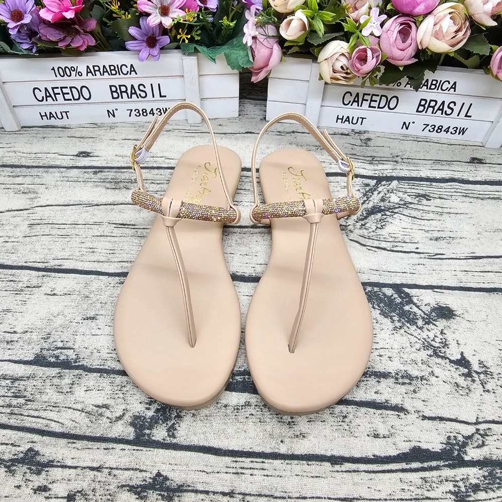 好穿不磨腳🔝MIT製 水鑽涼鞋 T字平底涼鞋 夾腳涼鞋 軟墊 止滑款-細節圖4