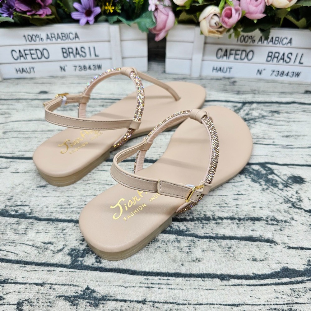 好穿不磨腳🔝MIT製 水鑽涼鞋 T字平底涼鞋 夾腳涼鞋 軟墊 止滑款-細節圖5