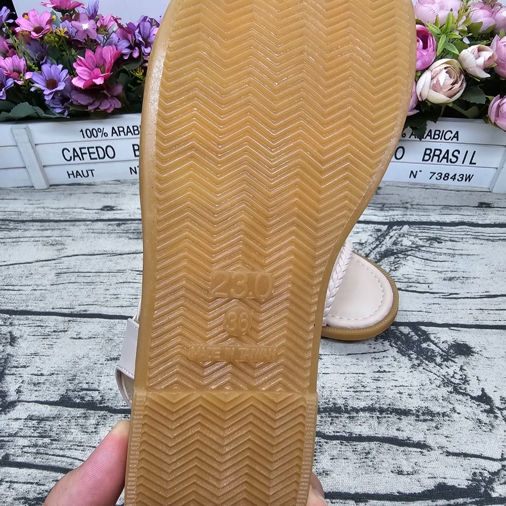 夏季必備🔝MIT製 細繩平底涼鞋 編織帶 鬆緊帶涼鞋 羅馬涼鞋 止滑 軟墊 女涼鞋-細節圖6