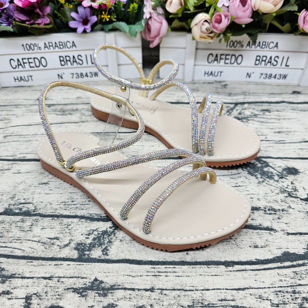 好穿不磨腳🔝MIT製 水鑽羅馬涼鞋 平底涼鞋 繞帶涼鞋 繩子涼鞋 女涼鞋-細節圖3