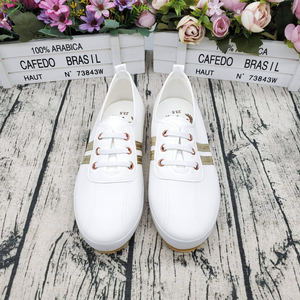 熱銷百搭❤MIT製 韓版超軟Q皮革 免綁帶 小白鞋 休閒鞋 懶人鞋-細節圖6