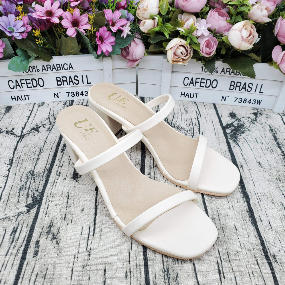 春夏熱銷🔝MIT製 女神款 皮革 一字細帶 高跟涼拖 軟墊 韓風-細節圖2