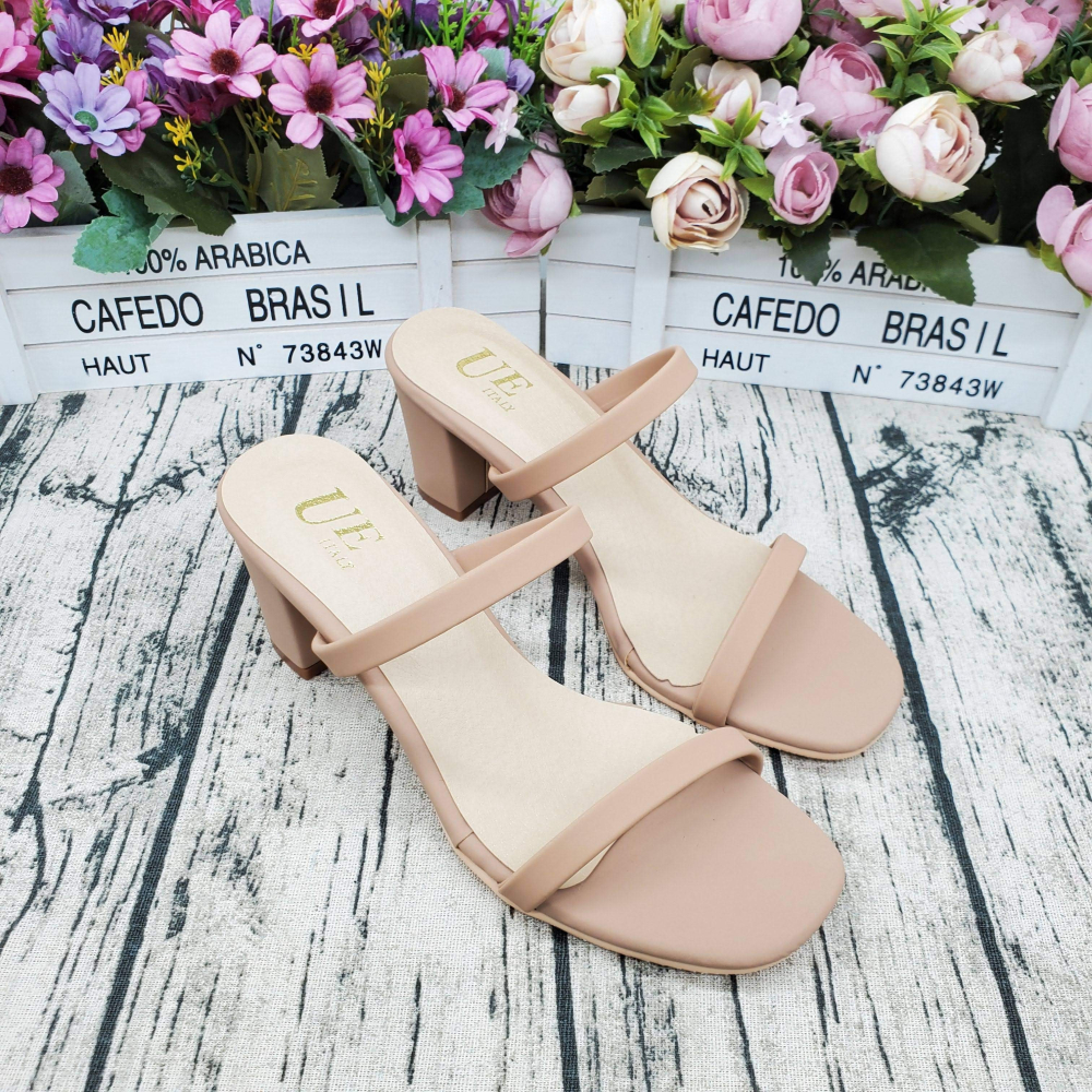 春夏熱銷🔝MIT製 女神款 皮革 一字細帶 高跟涼拖 軟墊 韓風-細節圖3