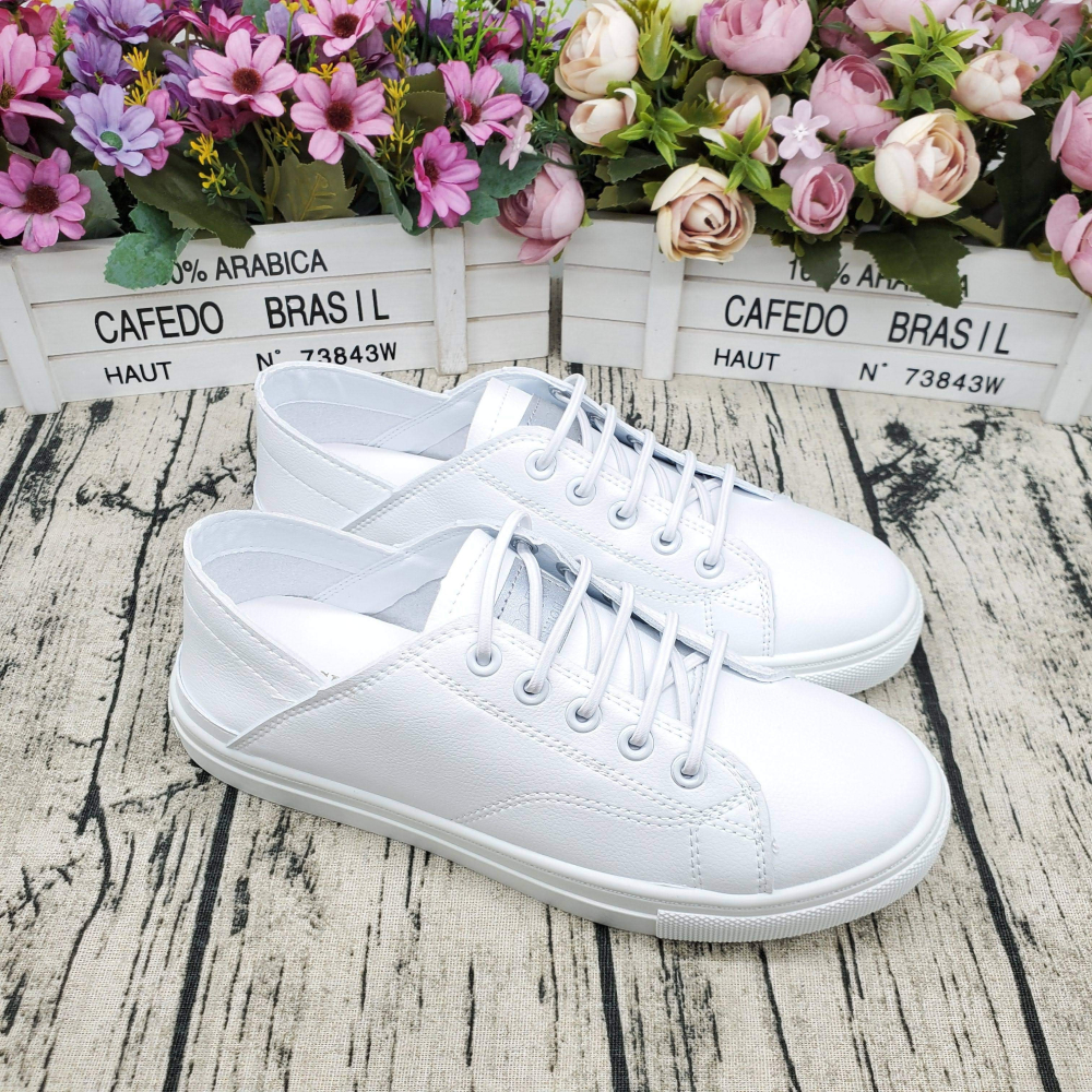 熱銷🔝超軟皮革 免綁帶 休閒鞋 小白鞋 一鞋兩穿 懶人鞋 台灣出貨-細節圖2