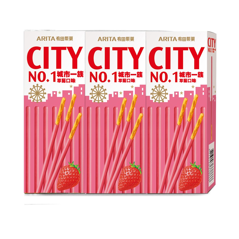 【有田製果】城市一族棒狀餅乾 CITY 25gx3入(草莓口味)-細節圖3