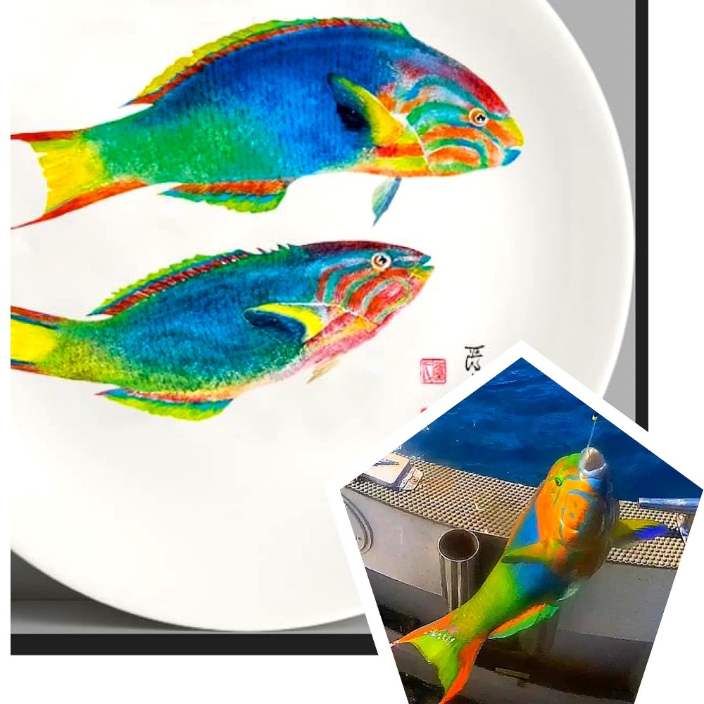 嚴尚文大師製作魚拓藝術餐盤  優惠價880/個.選擇編號1-66與數目-細節圖5