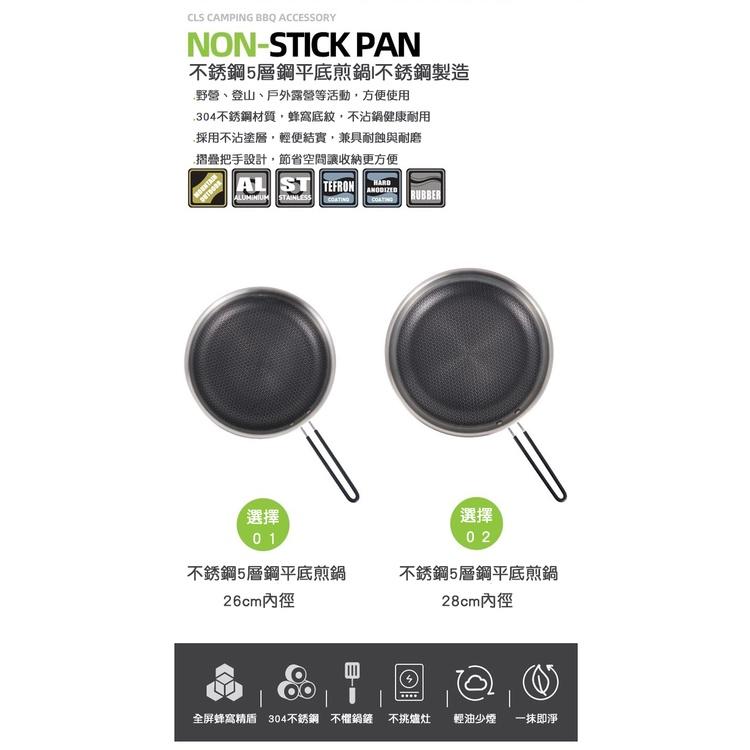 【台灣現貨】CLS 蜂窩紋不沾平底煎鍋 平底鍋 煎鍋 28cm 露營煎鍋-細節圖3