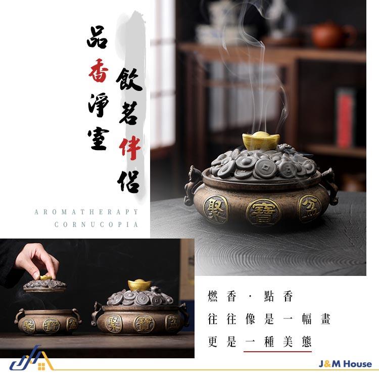 聚寶盆香爐 陶瓷香爐 檀香爐 陶瓷供香爐 盤香爐 盤香爐 小號-細節圖3