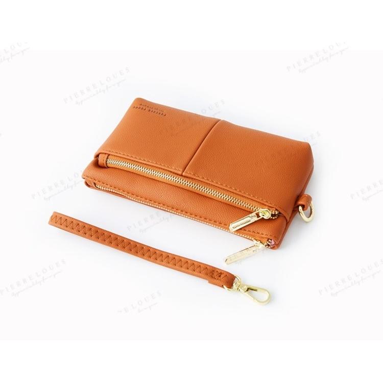 時尚雙層拉鏈手拿包 經典拉鏈皮夾 中長款錢包 長夾-細節圖2