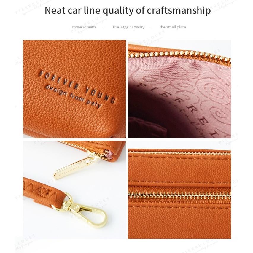 時尚雙層拉鏈手拿包 經典拉鏈皮夾 中長款錢包 長夾-細節圖5