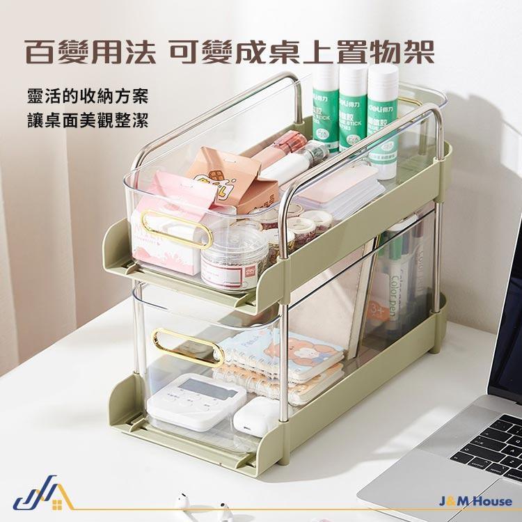 【台灣現貨】桌下簡約雙層收納置物推車 移動式多層置物架 收納推車 化妝品收納 浴室收納 廚房收納 落地式整理架-細節圖4