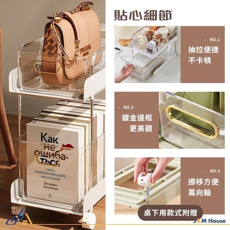 【台灣現貨】桌下簡約雙層收納置物推車 移動式多層置物架 收納推車 化妝品收納 浴室收納 廚房收納 落地式整理架-細節圖6