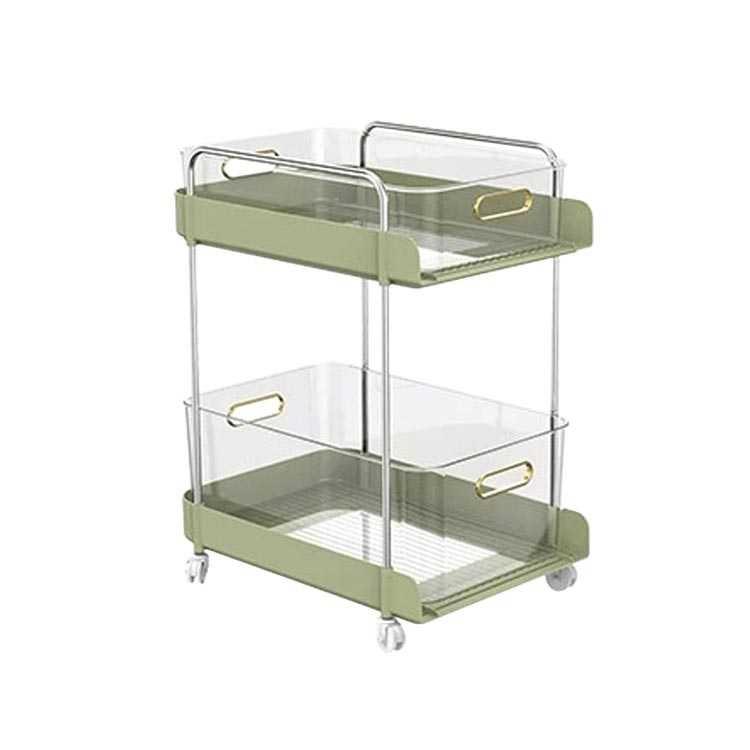 【台灣現貨】桌下簡約雙層收納置物推車 移動式多層置物架 收納推車 化妝品收納 浴室收納 廚房收納 落地式整理架-細節圖9