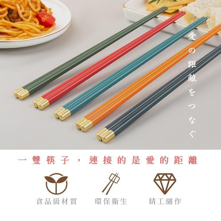台灣出貨 日系五色合金餐筷組 合金抗菌筷 環保筷(5雙入)-細節圖2