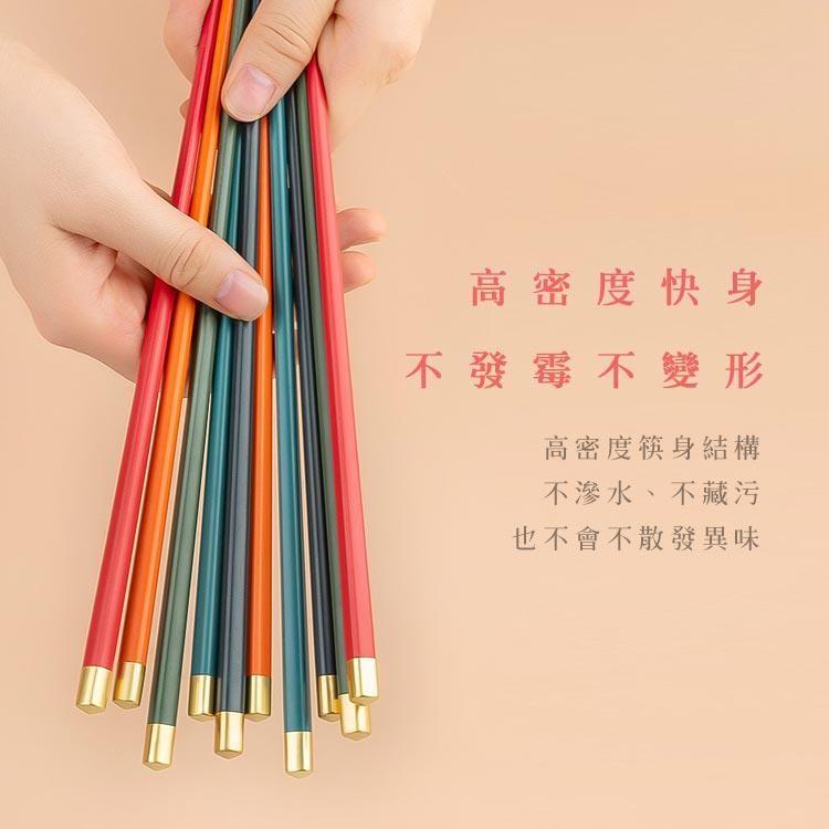 台灣出貨 日系五色合金餐筷組 合金抗菌筷 環保筷(5雙入)-細節圖5