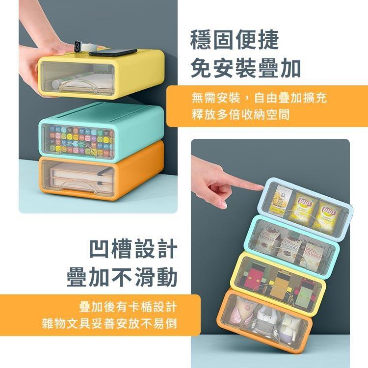 【台灣現貨】馬卡龍 桌面抽屜收納盒 置物盒 儲物盒 文具盒 抽屜櫃 收納 收納盒 收納櫃 收納箱 4入組-細節圖3