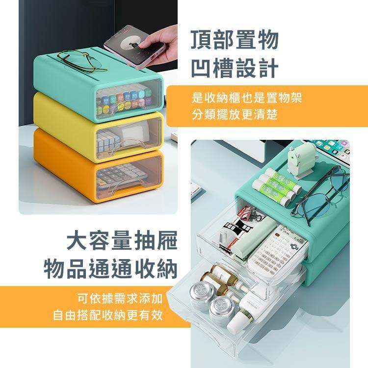 【台灣現貨】馬卡龍 桌面抽屜收納盒 置物盒 儲物盒 文具盒 抽屜櫃 收納 收納盒 收納櫃 收納箱 4入組-細節圖4