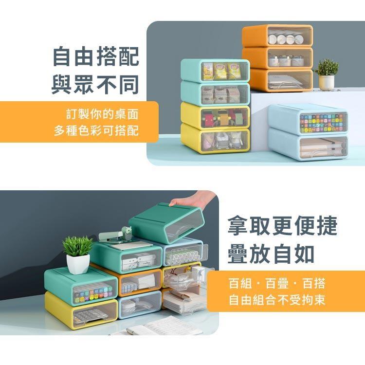 【台灣現貨】馬卡龍 桌面抽屜收納盒 置物盒 儲物盒 文具盒 抽屜櫃 收納 收納盒 收納櫃 收納箱 4入組-細節圖6