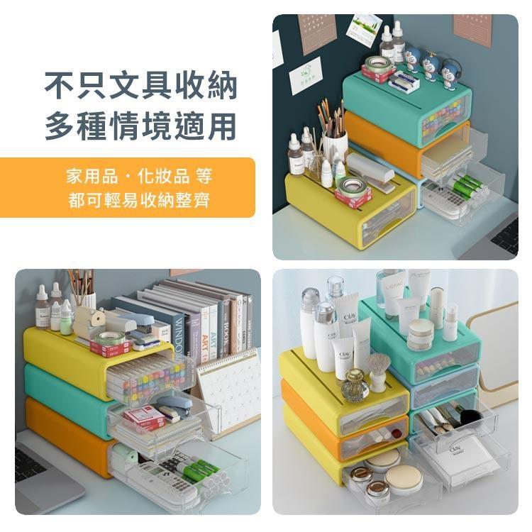 【台灣現貨】馬卡龍 桌面抽屜收納盒 置物盒 儲物盒 文具盒 抽屜櫃 收納 收納盒 收納櫃 收納箱 4入組-細節圖7