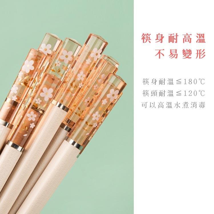 【台灣現貨】日式櫻花合金筷 防霉耐高溫 筷子 環保筷 5雙組-細節圖5