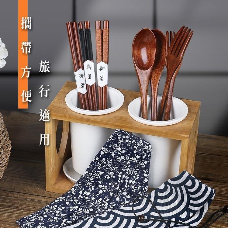【台灣現貨】日式纏線原木餐具三件組 筷子 湯匙 叉子套裝組-細節圖2
