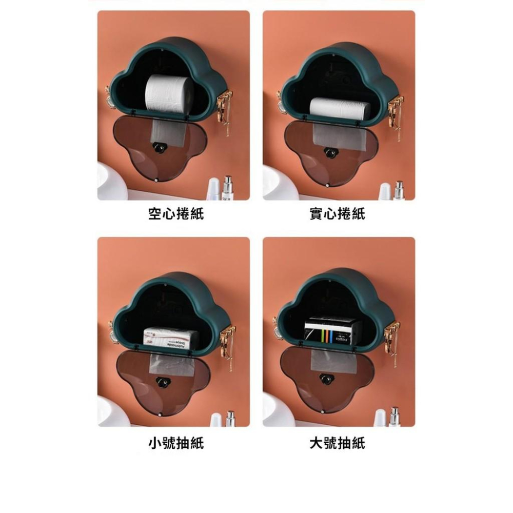 【台灣出貨】無印風格創意雲朵衛生紙巾置物架 壁掛式免打孔 洗手間置物盒 面紙盒 置物架-細節圖7