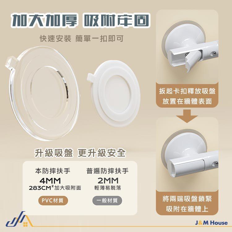 浴室防滑安全扶手 免鑽孔 雙吸盤 防滑扶手 玻璃門窗把手 吸盤把手 門把扶手 廁所扶手 1入-細節圖4